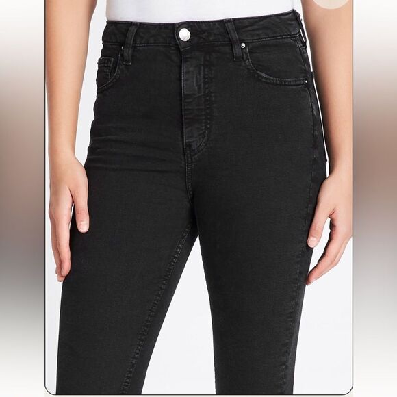 IRO Jeans THILA Designer High Waist Skinny Stretch Denim Raw hem Black Size 25 - Picture 3 of 15